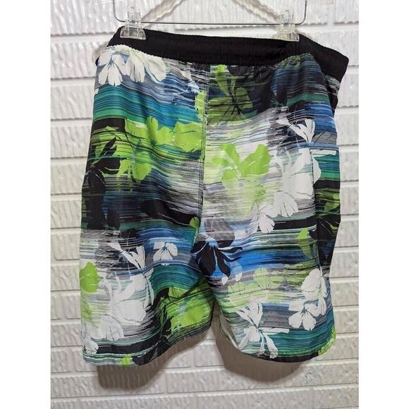 Speedo Men's Green & Blue Tropical Print Board Short Style Swim Trunks Size 2XL - Picture 3 of 6